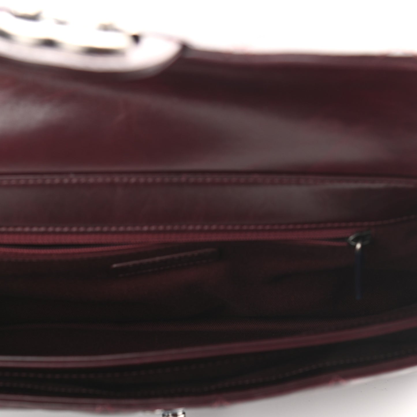 Calfskin Quilted Large Perfect Edge Flap Burgundy