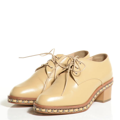 Chanel Calfskin Chain Lace Up Oxfords 38.5 Beige Clair 11 of 15