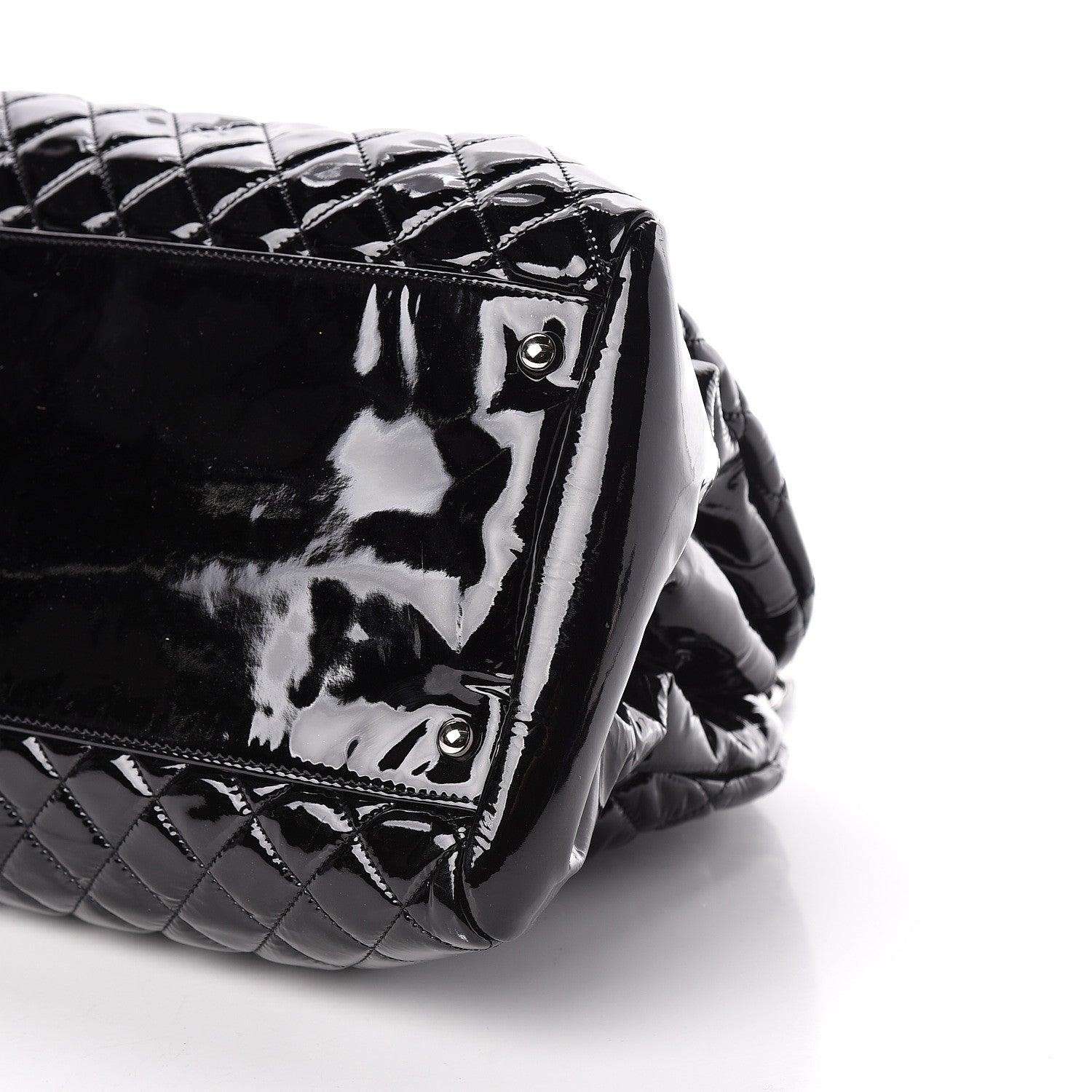 Chanel Patent Quilted Maxi Just Mademoiselle Bowling Bag Black 9 of 10