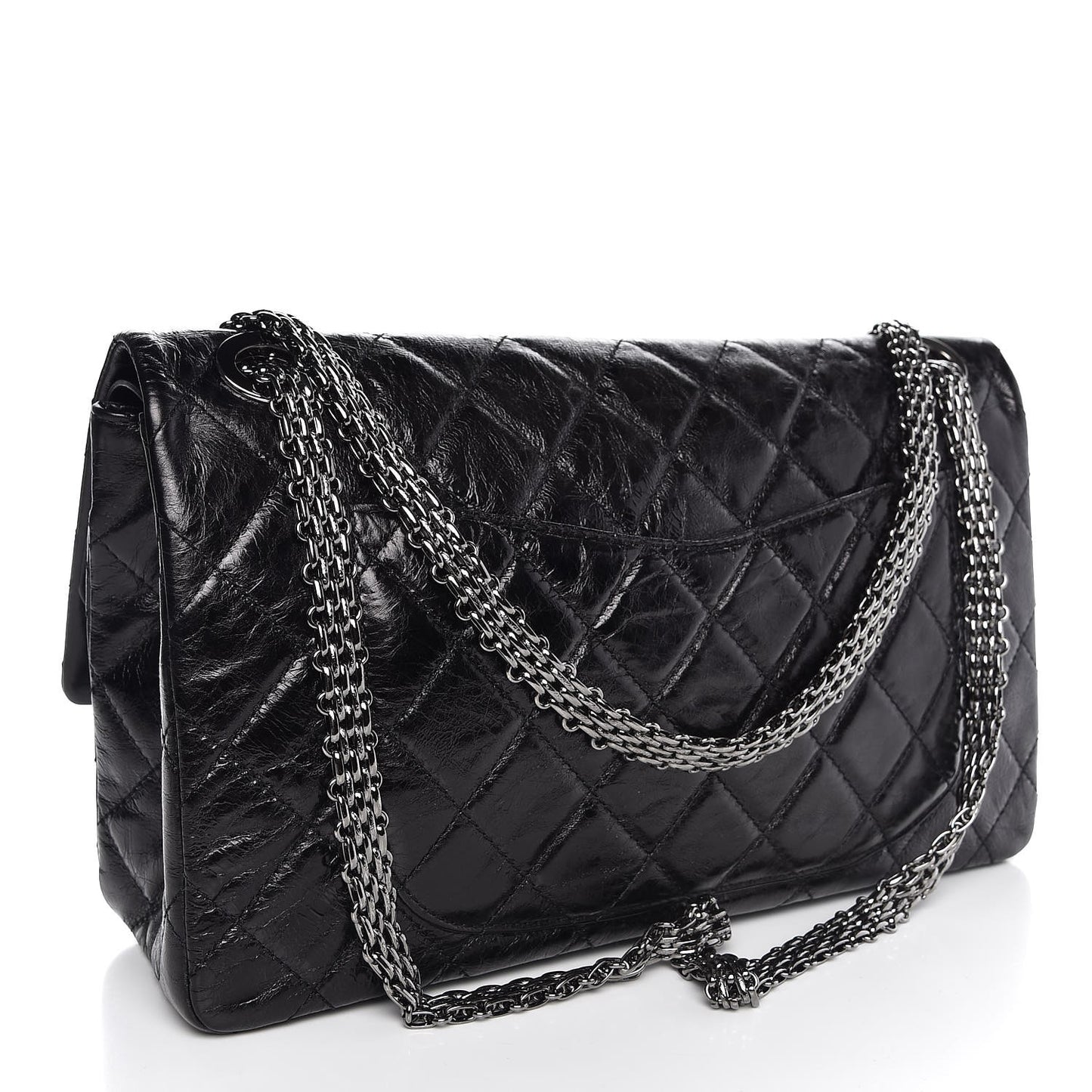 Metallic Aged Calfskin Quilted 2.55 Reissue 228 Flap Black