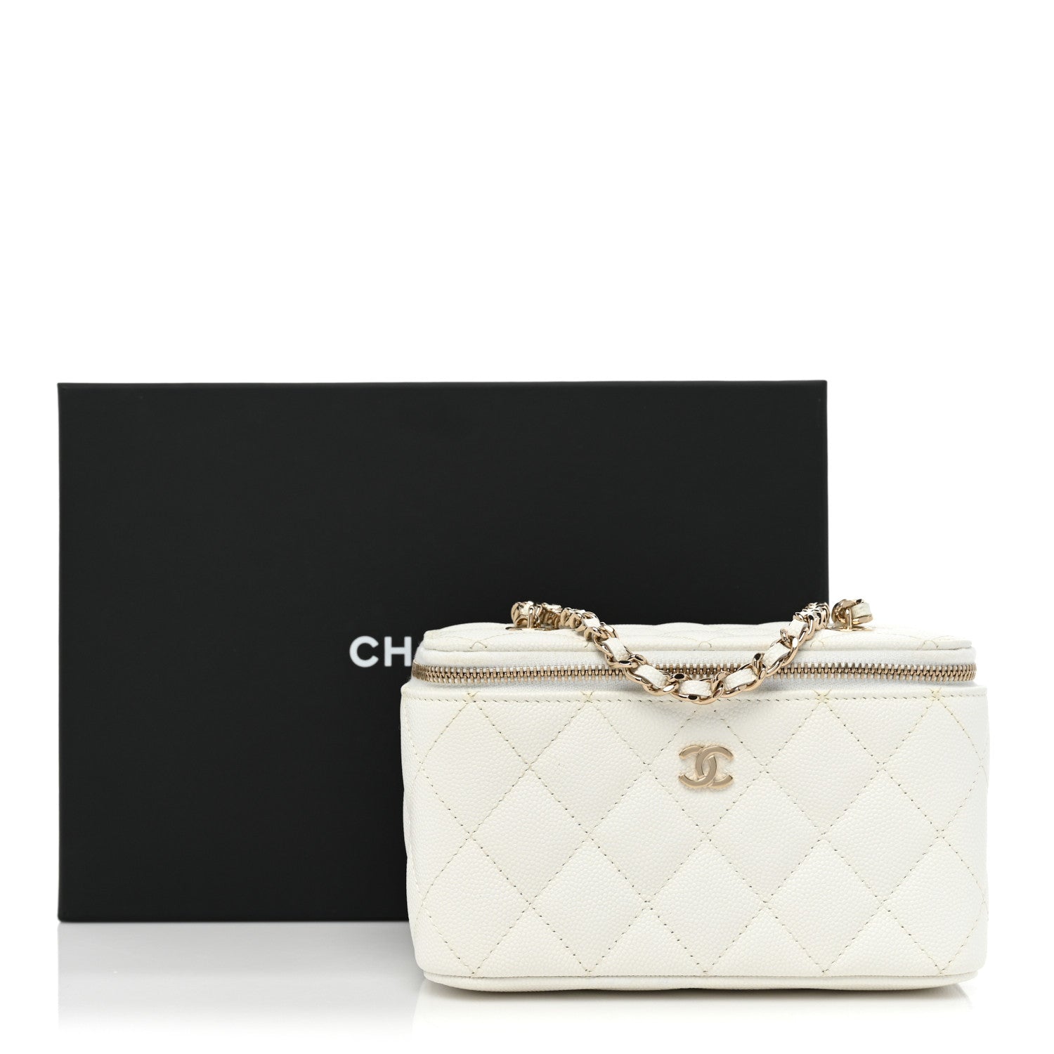 Chanel Caviar Quilted Small Vanity Case With Chain White 11 of 11
