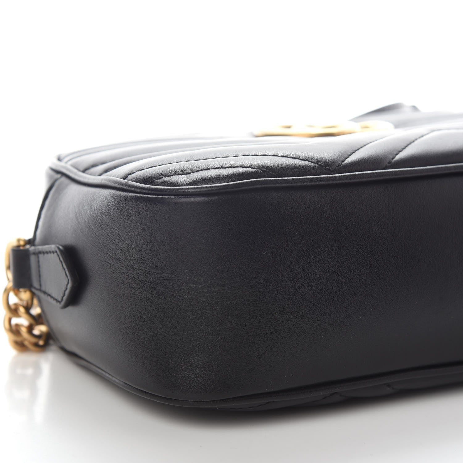 Gucci Calfskin Matelasse Small GG Marmont Chain Shoulder Bag Black 8 of 9