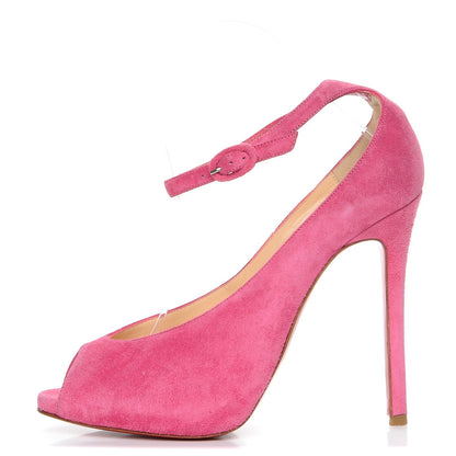 Christian Louboutin Suede Rampoldi 120 Ankle Strap Pumps 39 Pink 1 of 7