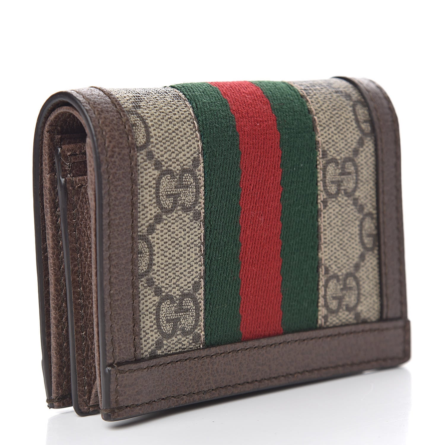 Gucci GG Supreme Monogram Web Ophidia Card Case Beige New Acero 3 of 8