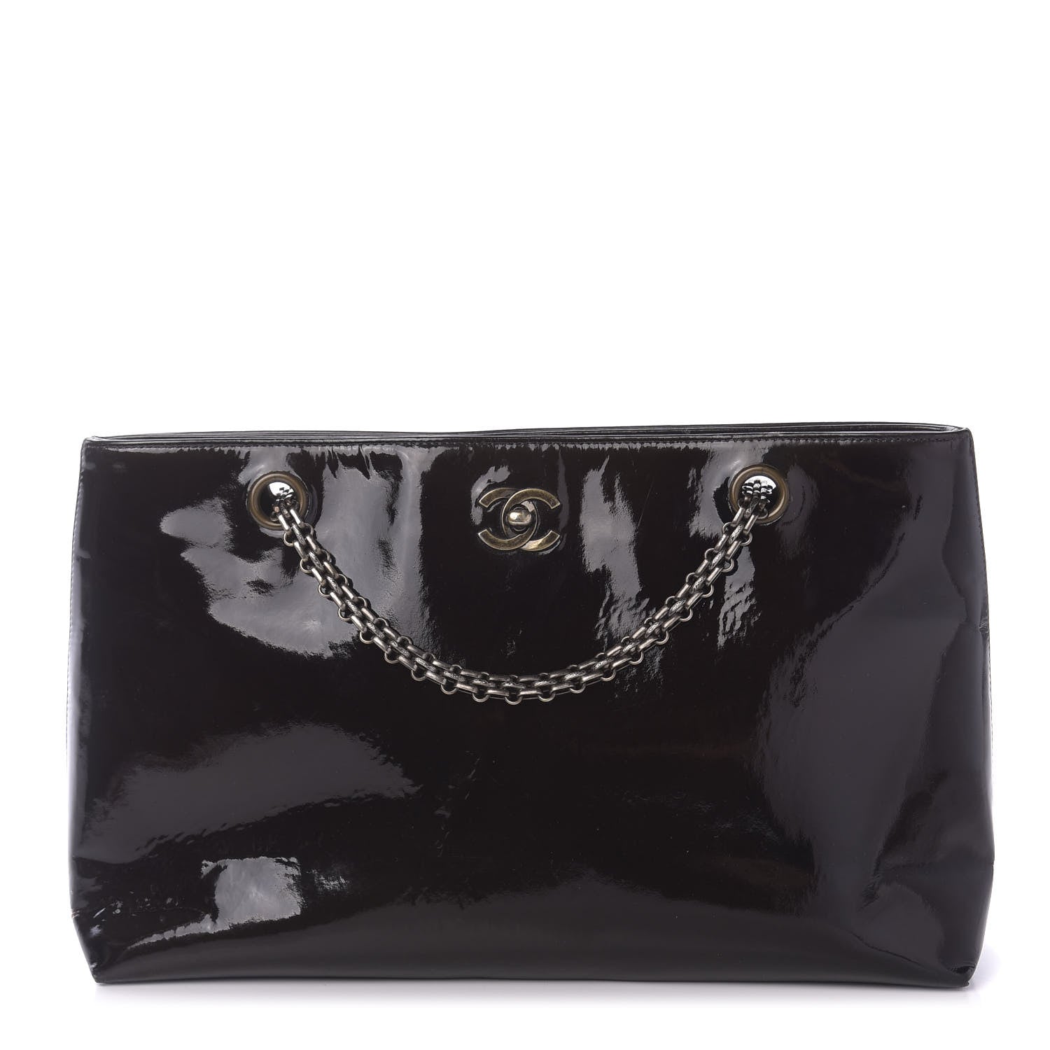 Chanel Patent Mademoiselle Tote Brown 1 of 11