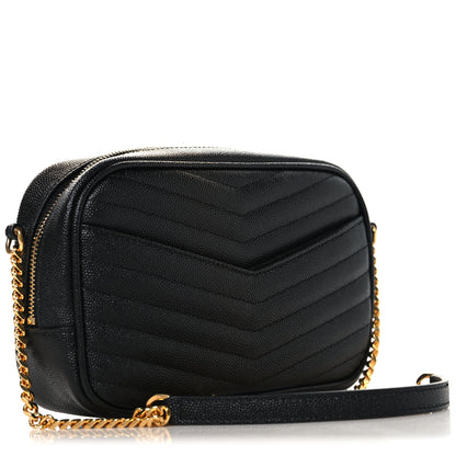 Saint Laurent Grain De Poudre Matelasse Monogram Mini Lou Camera Bag Black 3 of 11