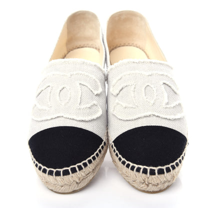 Chanel Linen CC Espadrilles 38 Beige Black 5 of 12
