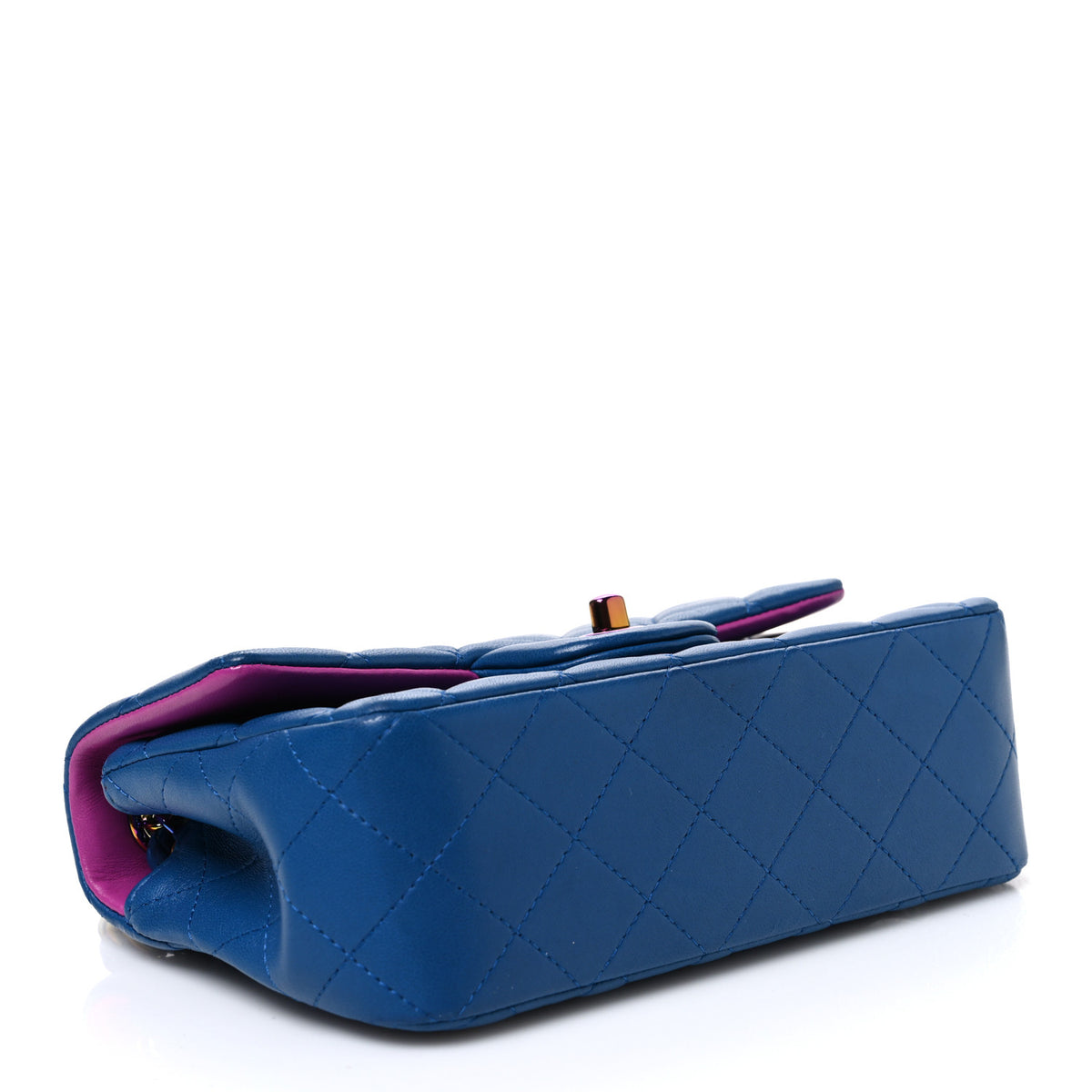 Lambskin Quilted Mini Rectangular Flap Blue Purple