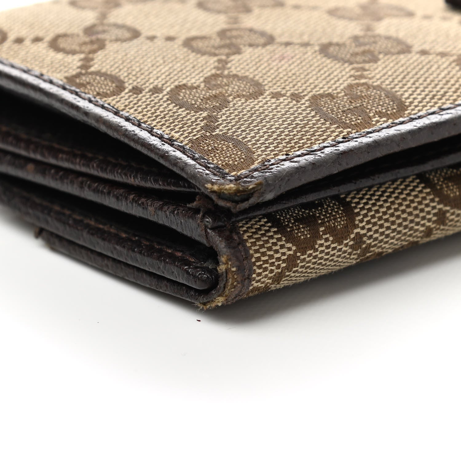 Gucci Monogram Metal Bar Continental Flap Wallet Beige Ebony Dark Brown 13 of 19