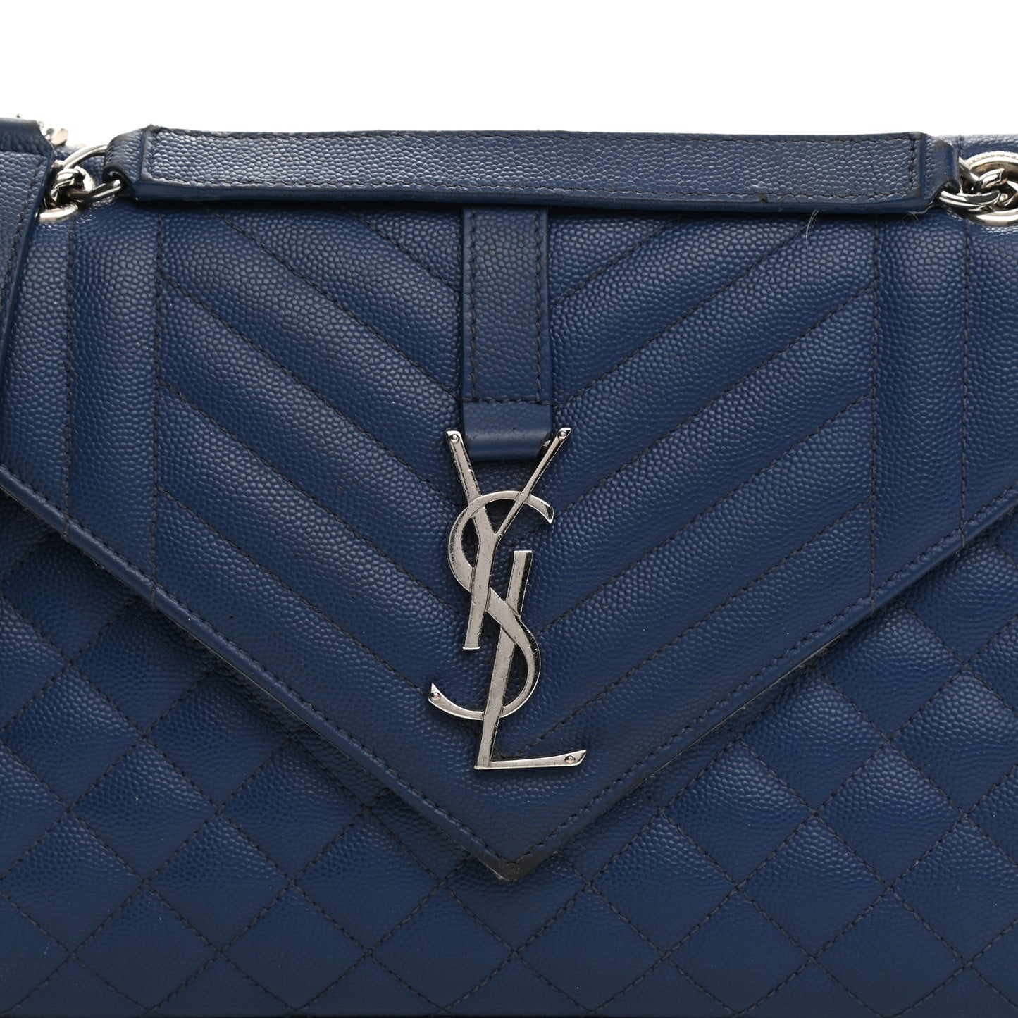 Grain De Poudre Textured Mixed Matelasse Triquilt Medium Monogram Satchel Denim