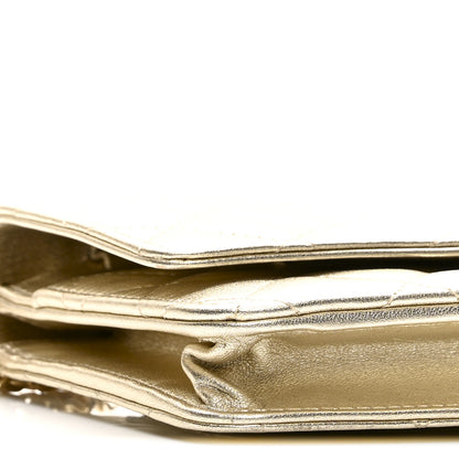 Chanel Metallic Lambskin Quilted Wallet On Chain WOC Gold 10 of 11