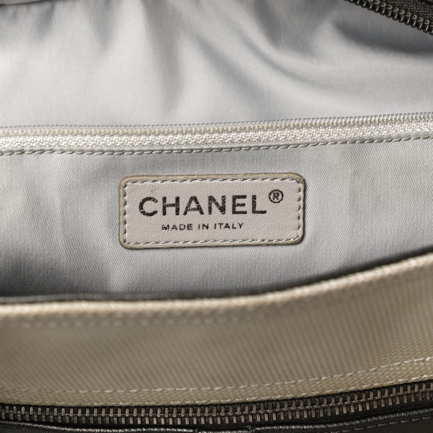 Coated Canvas Quilted Large Paris Biarritz Tote Silver