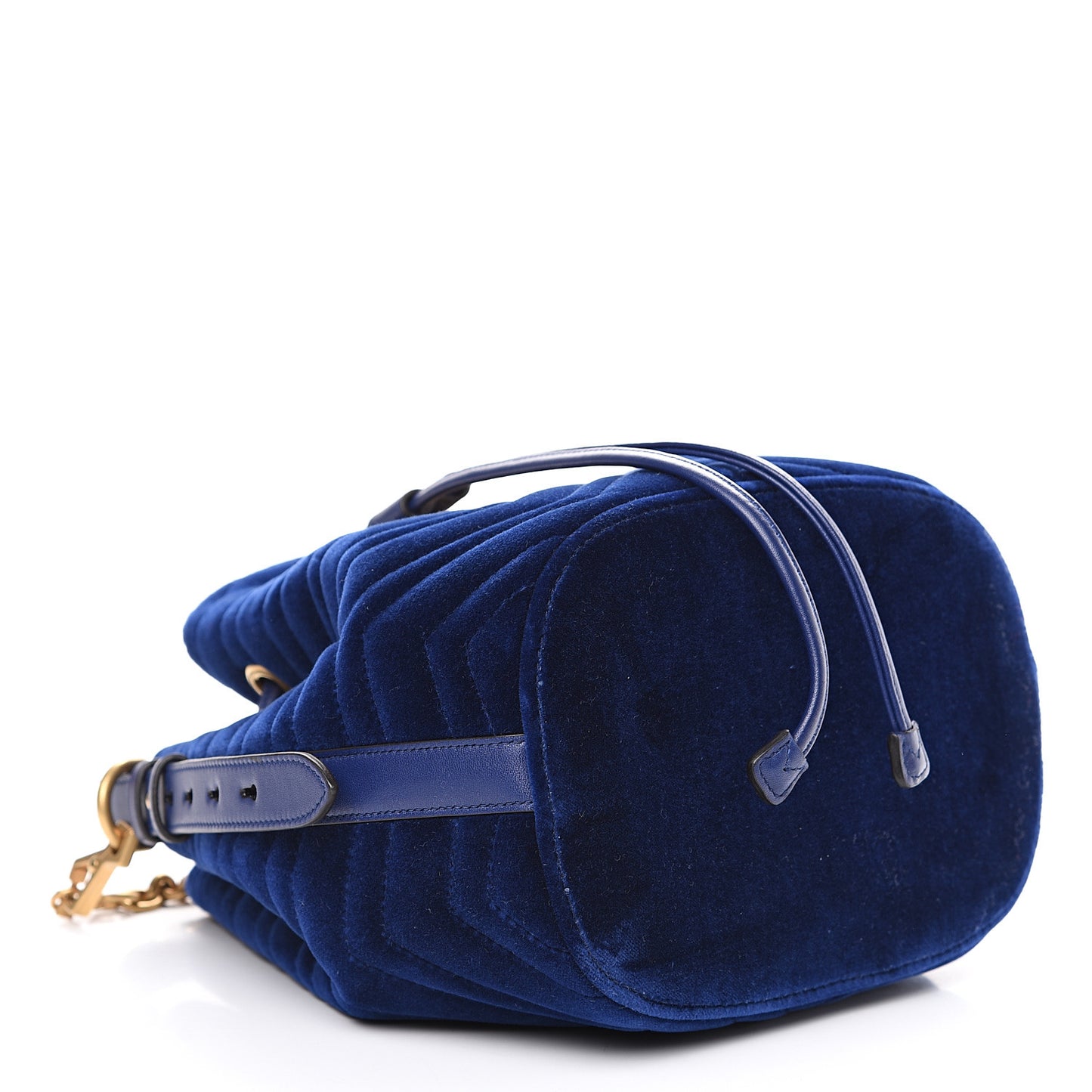 Velvet Matelasse GG Marmont Bucket Bag Cobalt Blue