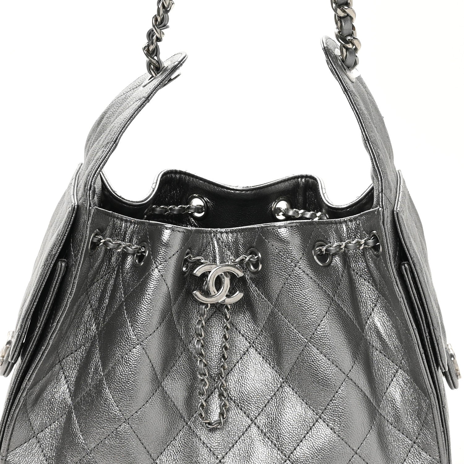 Chanel Metallic Caviar Quilted Small Chanel 25 Handbag Anthracite 15 of 21