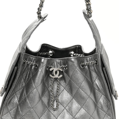 Chanel Metallic Caviar Quilted Small Chanel 25 Handbag Anthracite 15 of 21