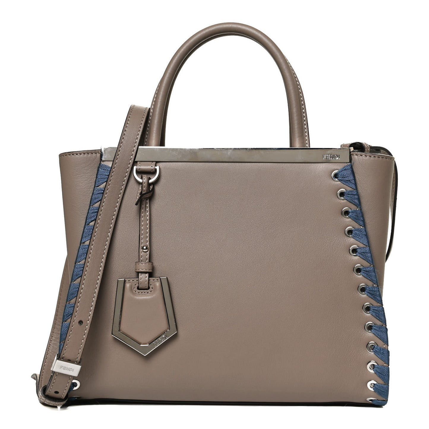 Vitello Lace Up 2Jours Tote Tortora Ceruleo
