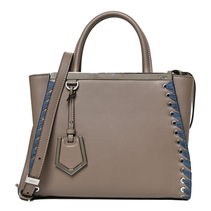 Fendi Vitello Lace Up 2Jours Tote Tortora Ceruleo 1 of 11