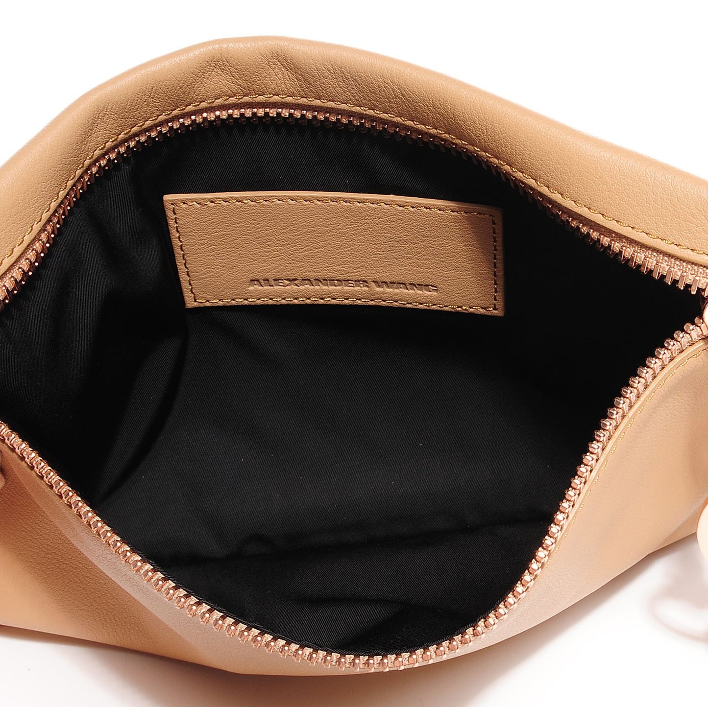 Smooth Leather Prisma Wristlet Camel Rose Gold Hardware