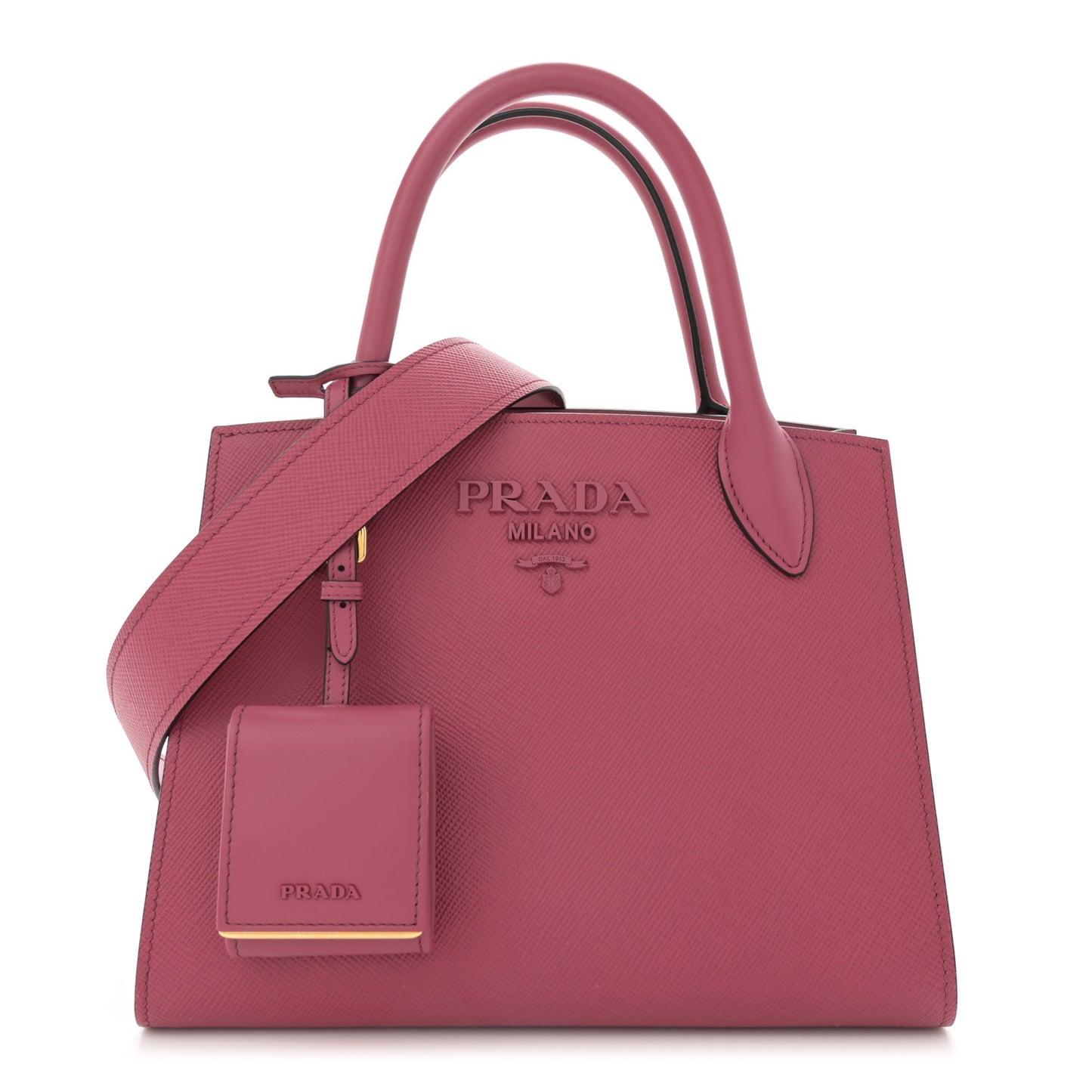 Saffiano Cuir Calfskin Small Monochrome Top Handle Tote Bruyere