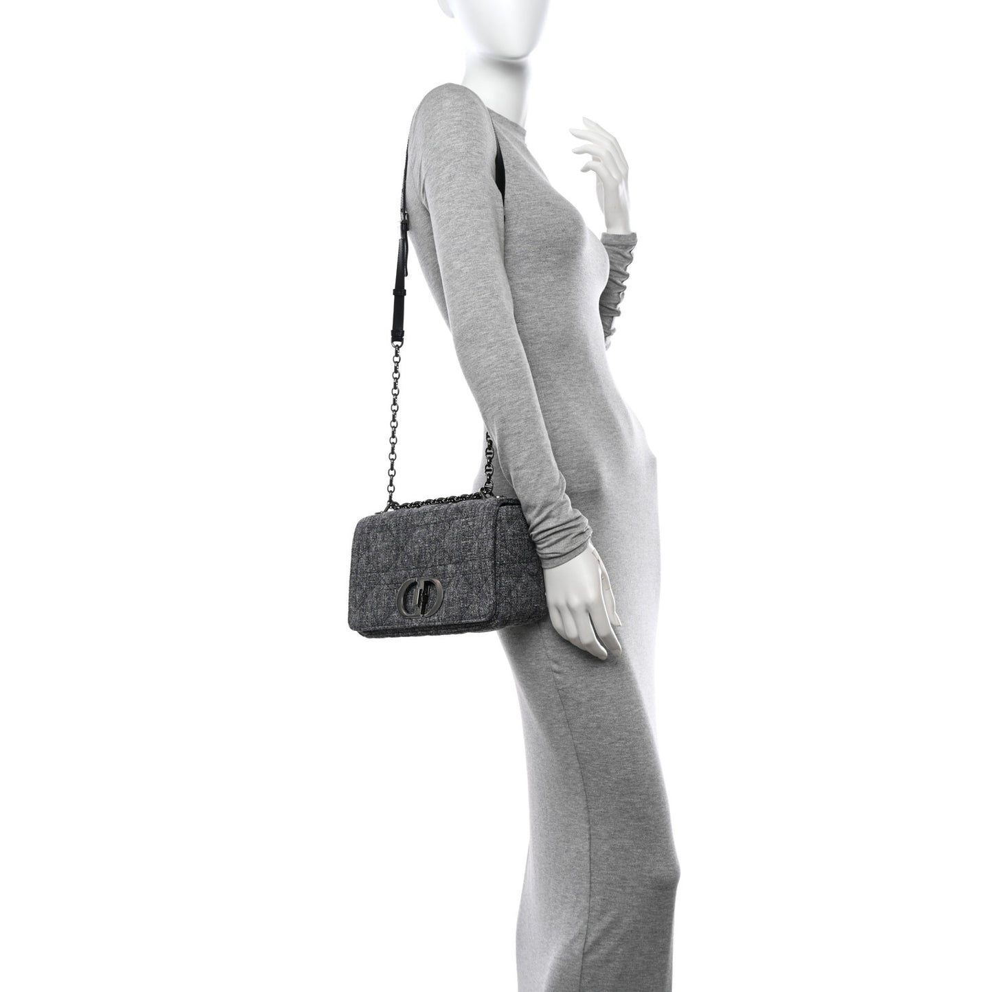 Tweed Macrocannage Medium Caro Bag Black