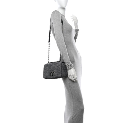 Christian Dior Tweed Macrocannage Medium Caro Bag Black 2 of 10