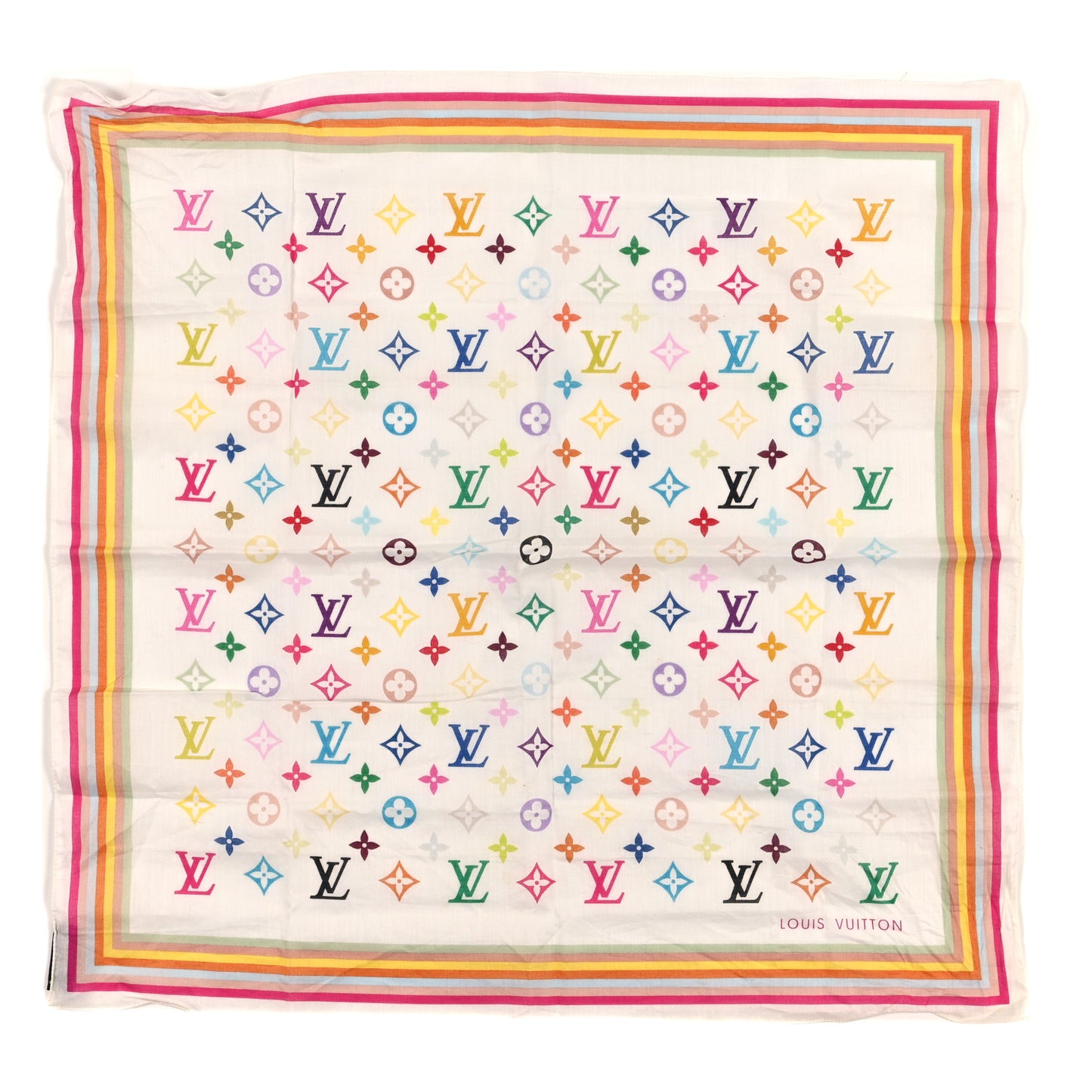 Silk Monogram Multicolor Scarf White