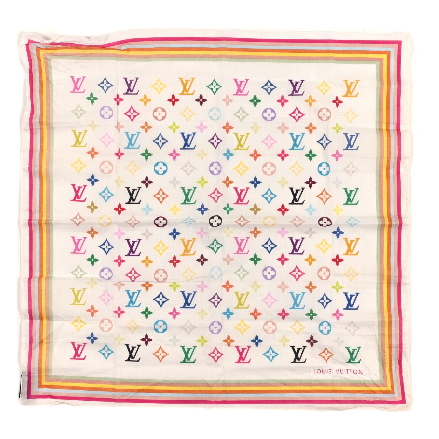 Louis Vuitton Silk Monogram Multicolor Scarf White 1 of 4