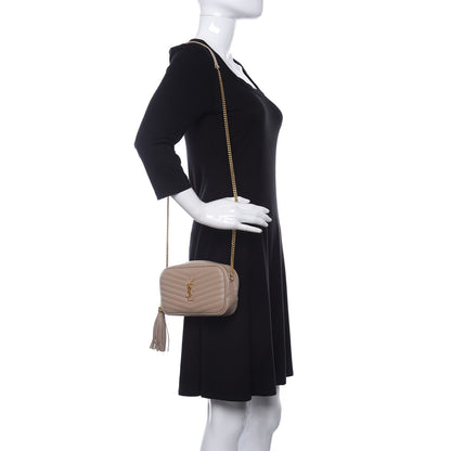 Saint Laurent Grain De Poudre Matelasse Monogram Mini Lou Camera Bag Dark Latte 2 of 12