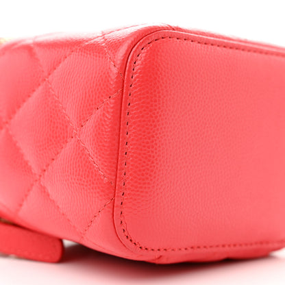 Chanel Caviar Quilted Mini Vanity Case With Chain Red 9 of 10
