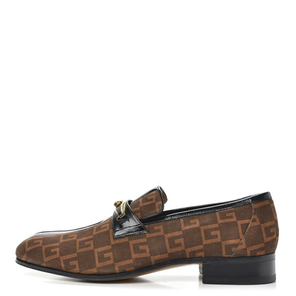 Gucci Vernice Naplack Suede Mens Square G Loafers 10 Black Sigaro 1 of 8