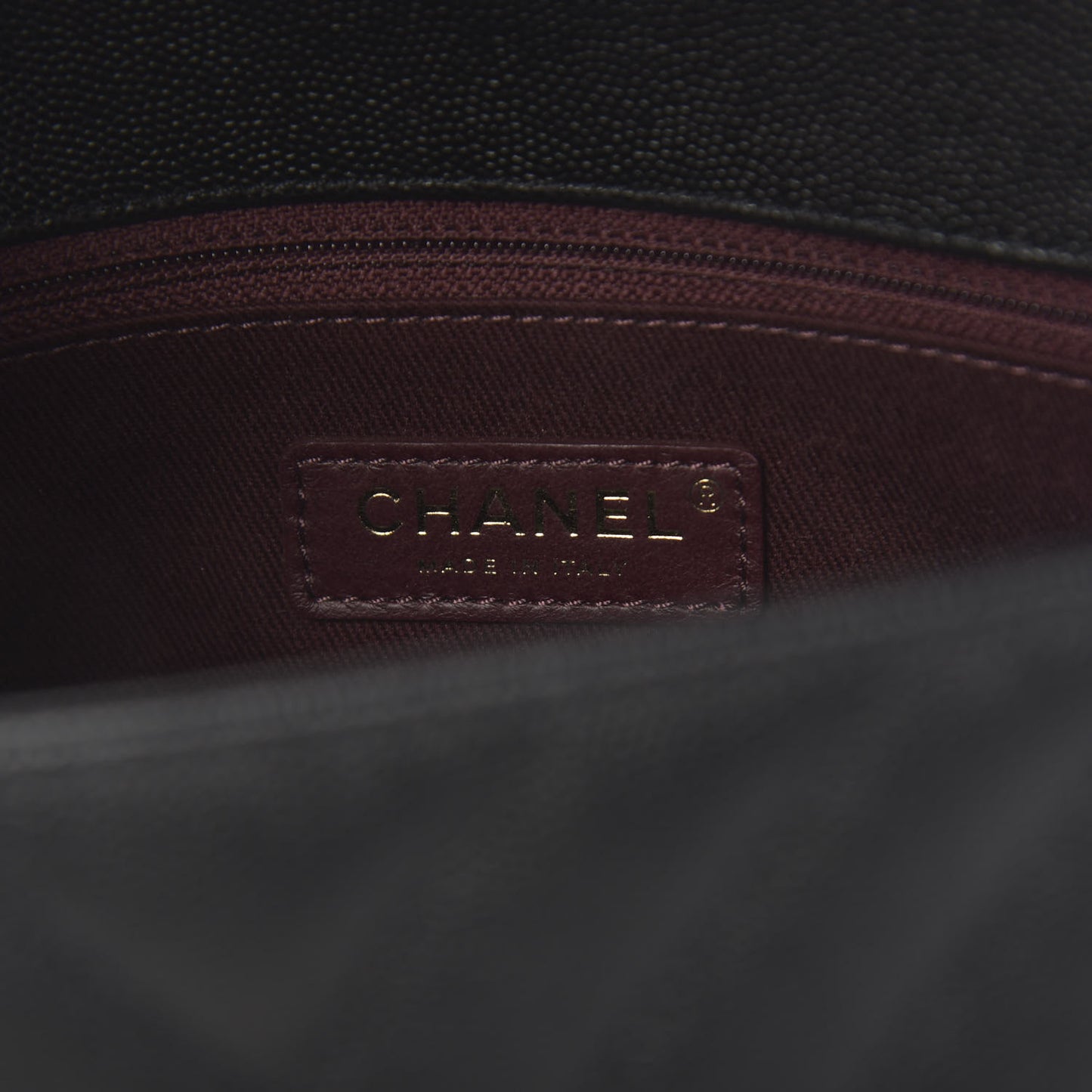 Caviar Chevron Quilted Small Coco Handle Flap Black