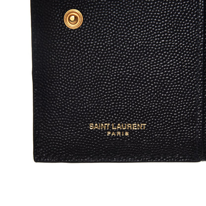 Saint Laurent Grain De Poudre Matelasse Chevron Monogram Zipped Two-Part Wallet Black 6 of 7