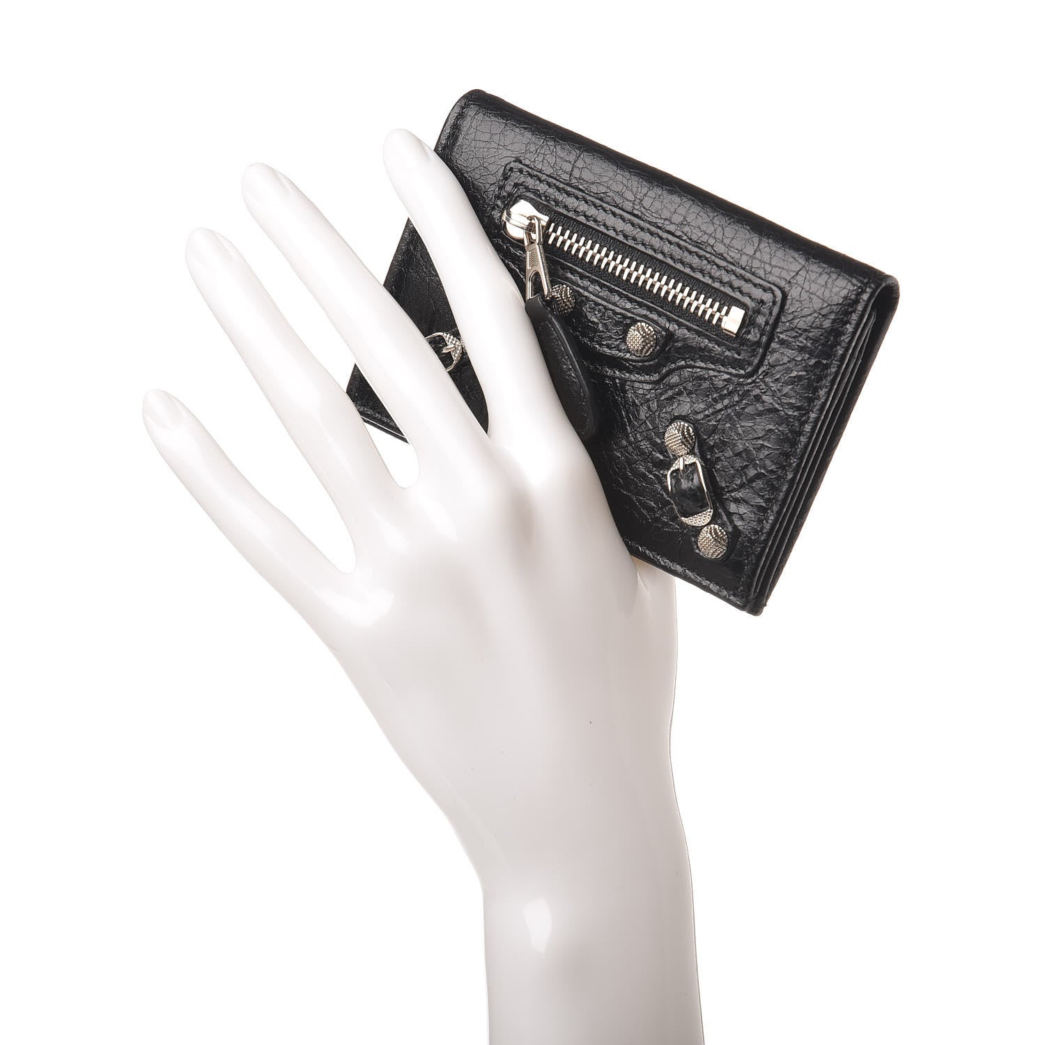 Balenciaga Agneau Giant 12 Silver Hardware Card Case Black 2 of 8