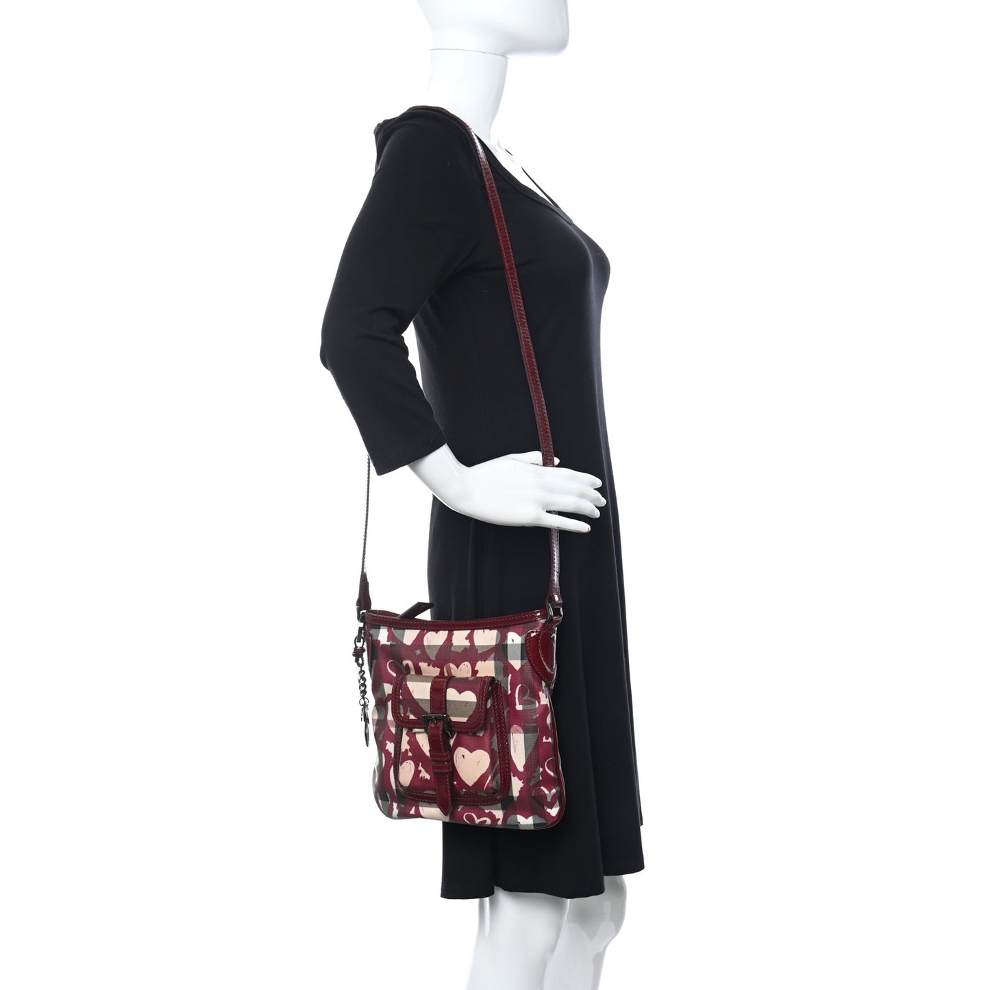 Nova Check Heart Crossbody Clutch Bag Berry Red