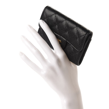 Chanel Caviar Quilted Flap Card Holder Wallet Black 2 of 9