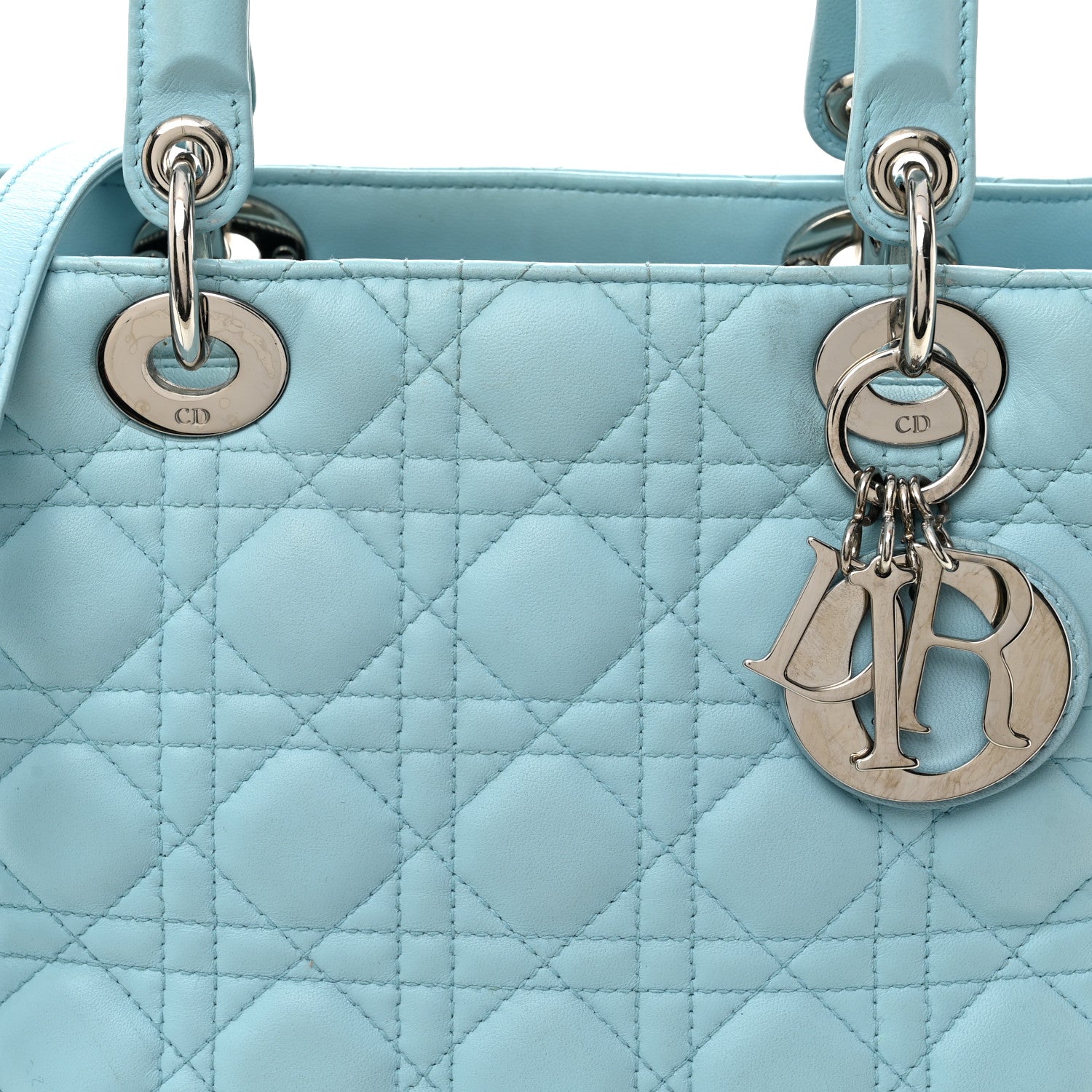 Christian Dior Lambskin Cannage Medium Lady Dior Light Blue 8 of 11