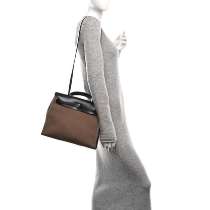 Hermes Toile Officier Vache Hunter Herbag Zip 31 PM Etoupe Bleu Indigo 2 of 12