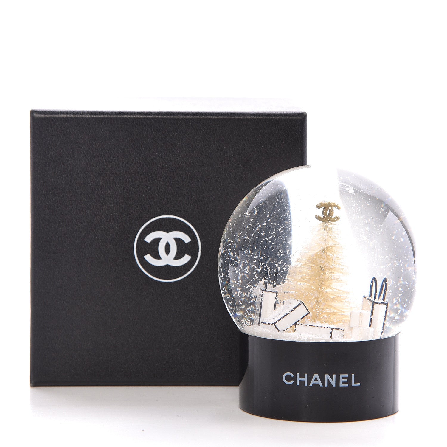 Chanel Glass Small Christmas Tree Shopping Bag Snow Globe 5 of 5