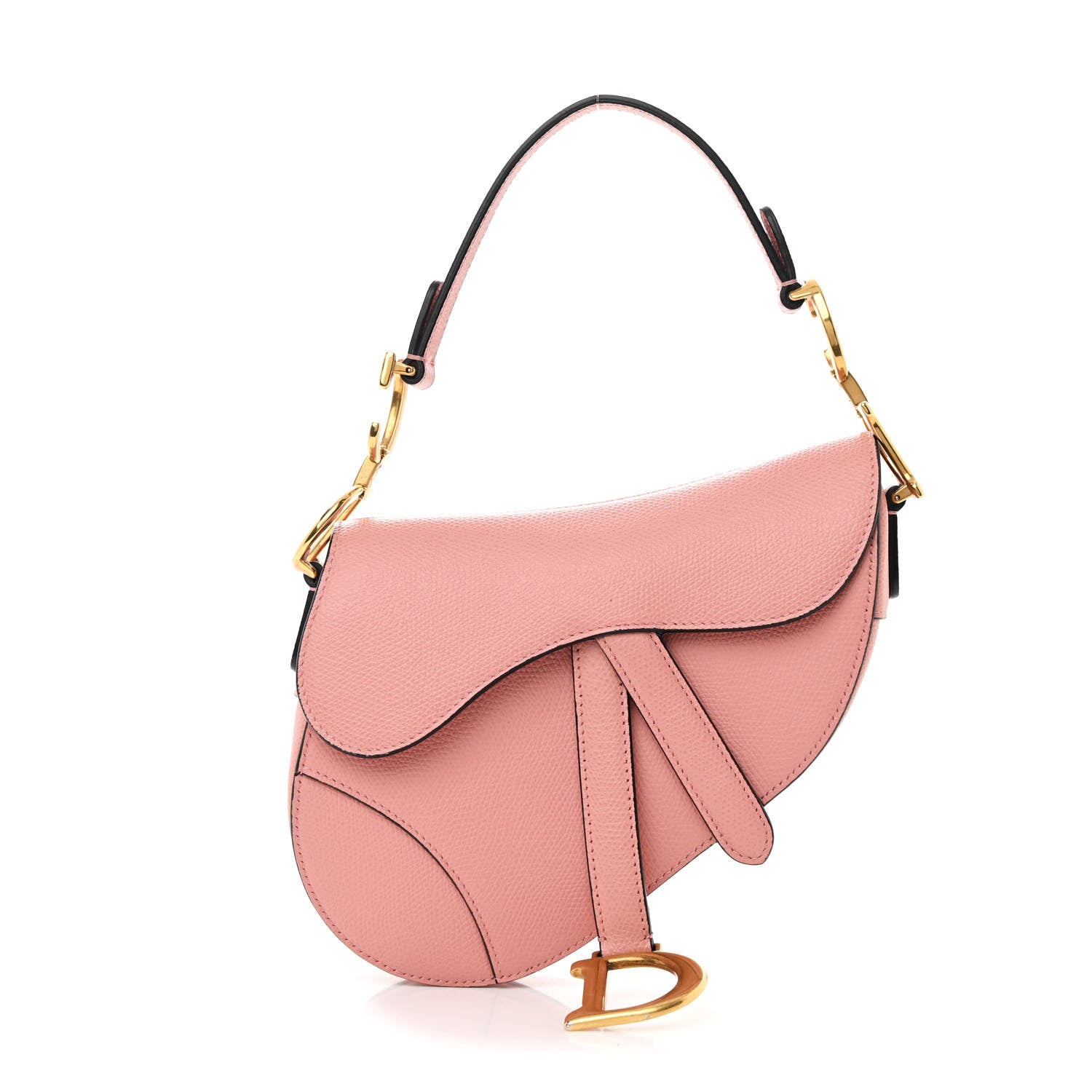 Christian Dior Grained Calfskin Mini Saddle Bag Pink 1 of 10