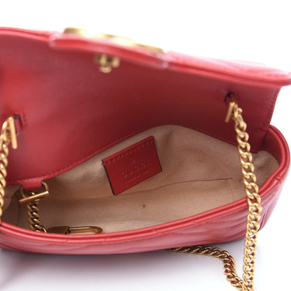 Gucci Calfskin Matelasse Super Mini GG Marmont Shoulder Bag Hibiscus Red 4 of 11