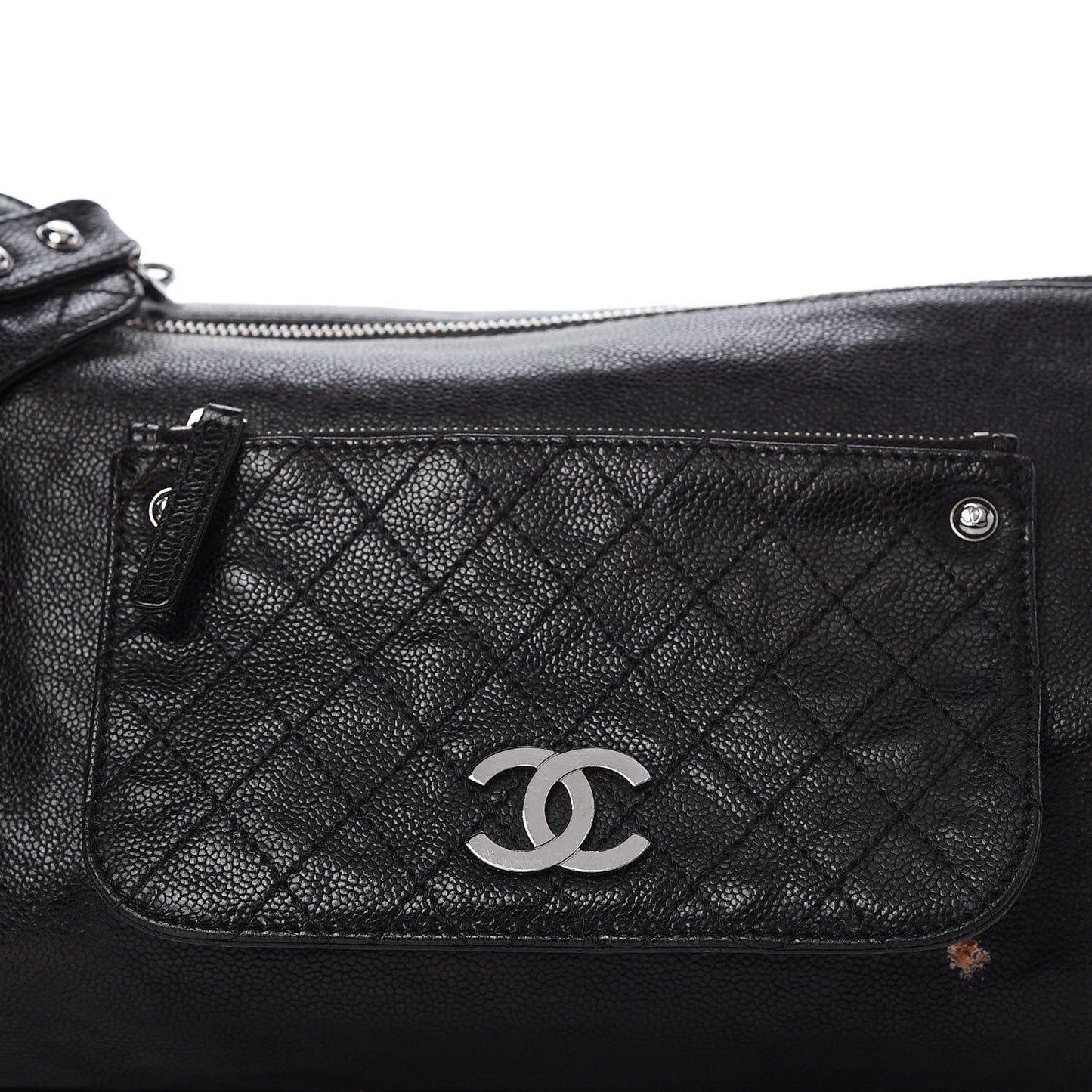 Glazed Caviar Pocket In The City Shoulder Bag Black