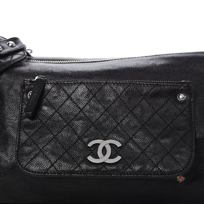 Chanel Glazed Caviar Pocket In The City Shoulder Bag Black 10 of 14