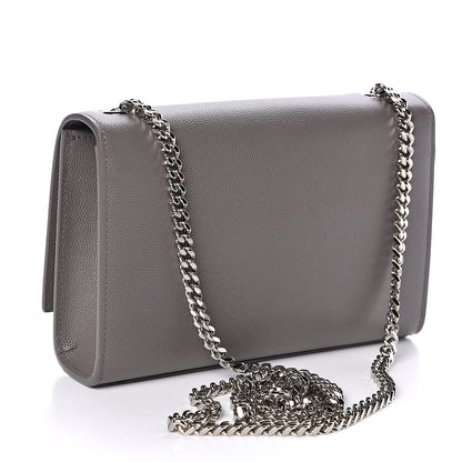 Saint Laurent Grain De Poudre Small Monogram Kate Satchel Fog 3 of 10