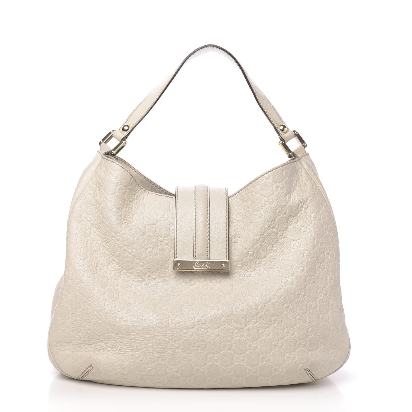 Guccissima Large New Ladies Web Hobo Off White