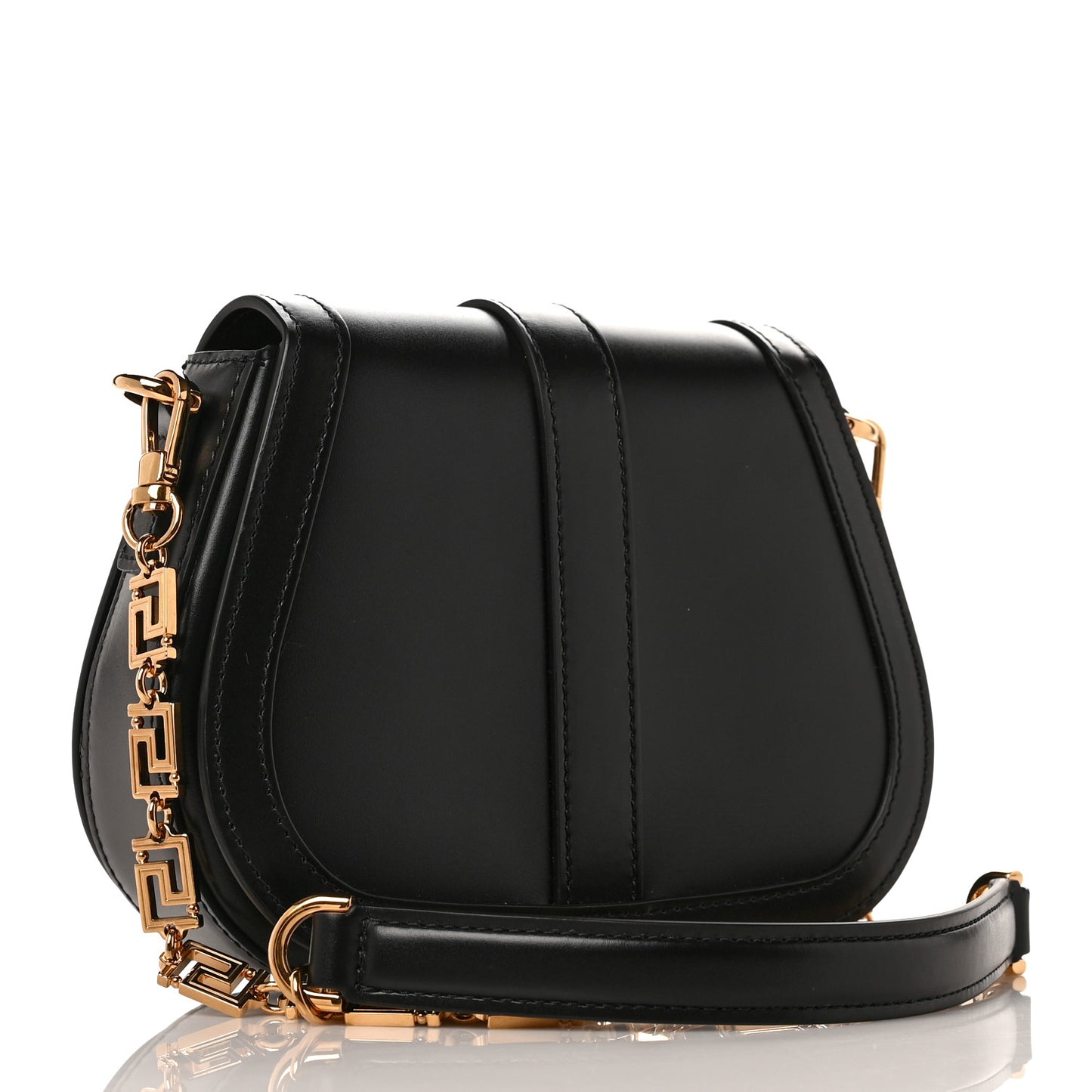 Calfskin Small Greca Goddess Shoulder Bag Black