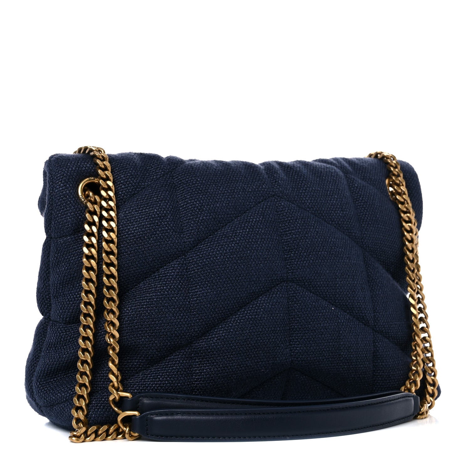 Saint Laurent Canvas Quilted Small Loulou Puffer Monogram Chain Satchel Marine 3 of 12