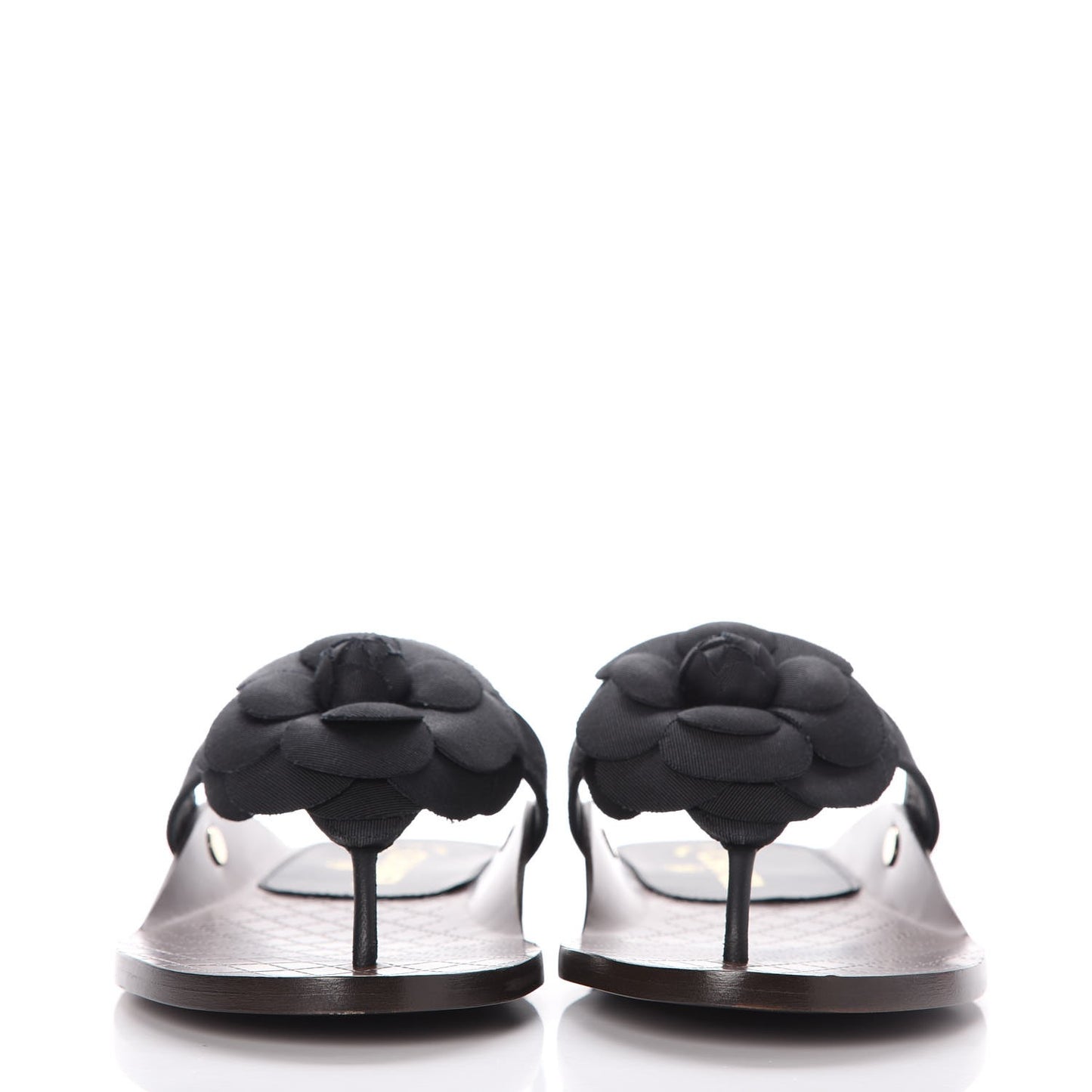 Grosgrain Camellia Thong Sandals 39 Black
