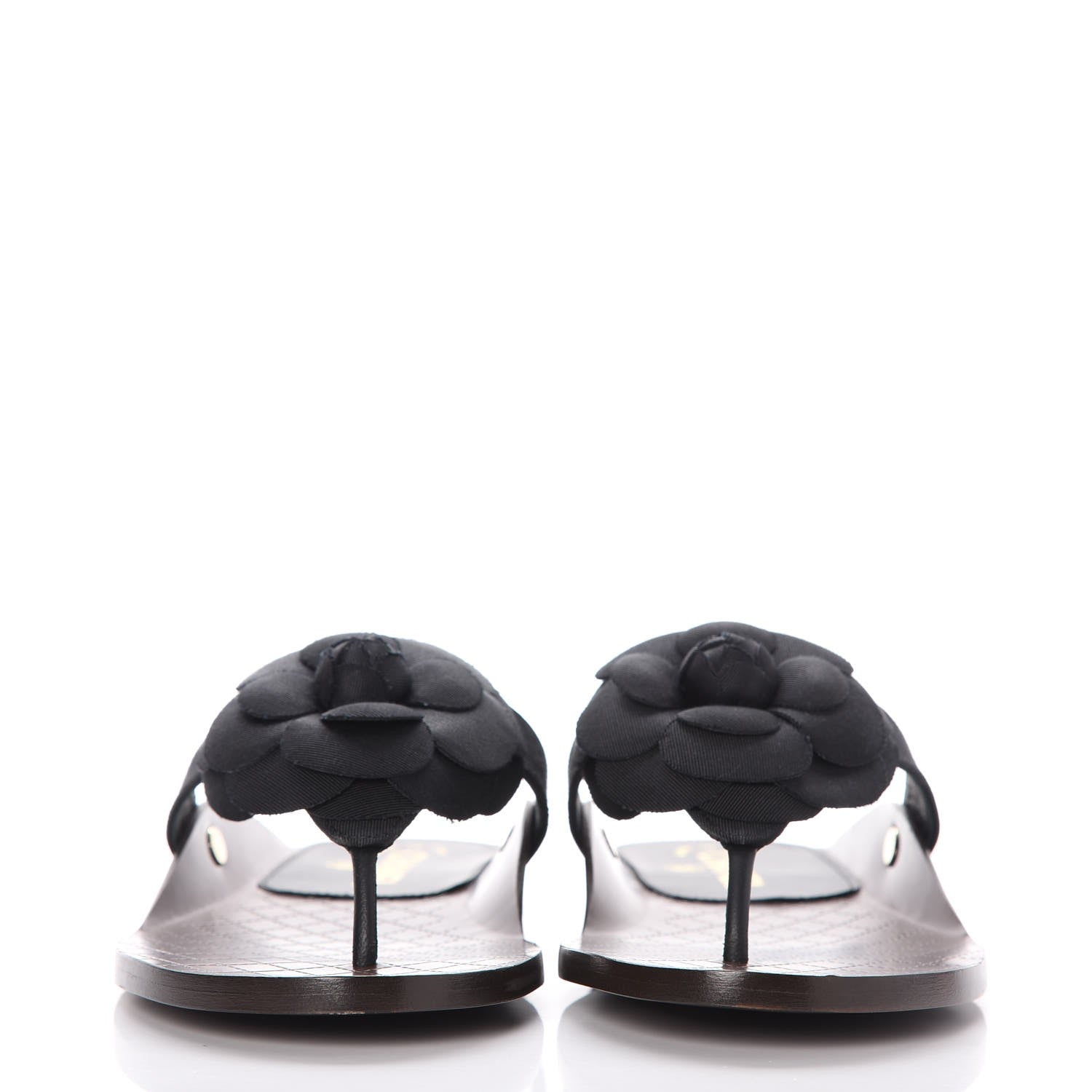 Chanel Grosgrain Camellia Thong Sandals 39 Black 2 of 9