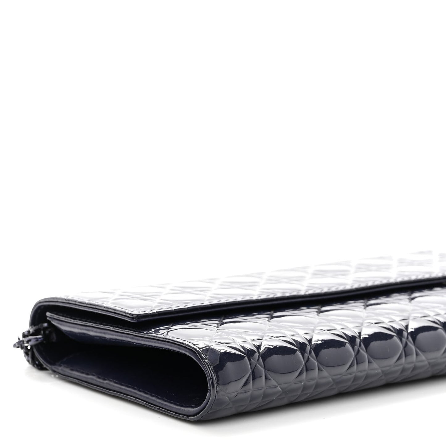Patent Cannage Chain Wallet Navy Blue