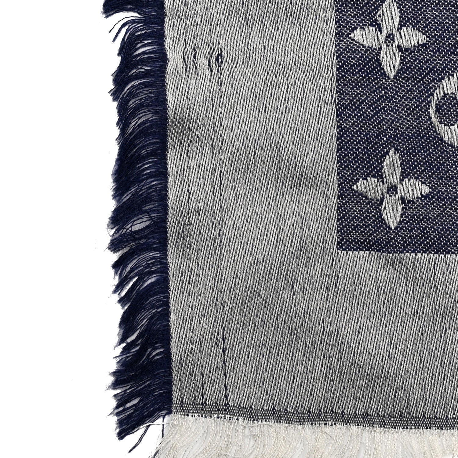 Louis Vuitton Silk Wool Monogram Denim Shawl Blue 4 of 5